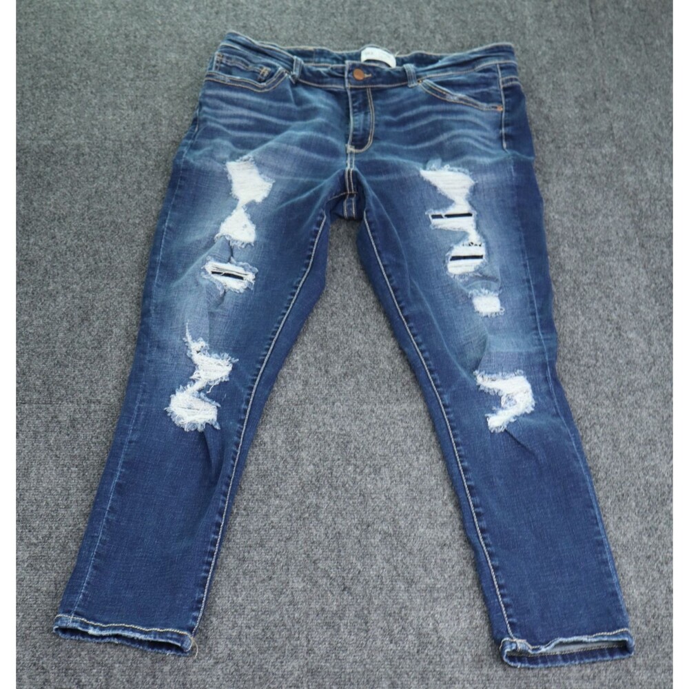 BKE Payton Mid-Rise Ankle Skinny Jeans Women's Size 34 Distressed Ripped Blue